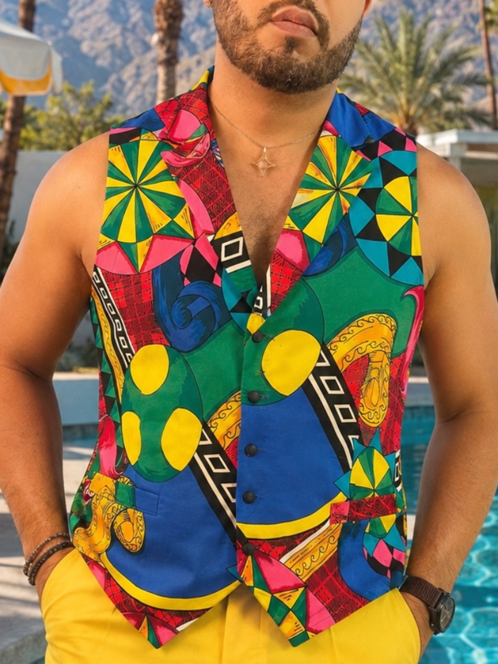 Spenser Jeremy Silk Abstract Print Vest Medium 44 Chest